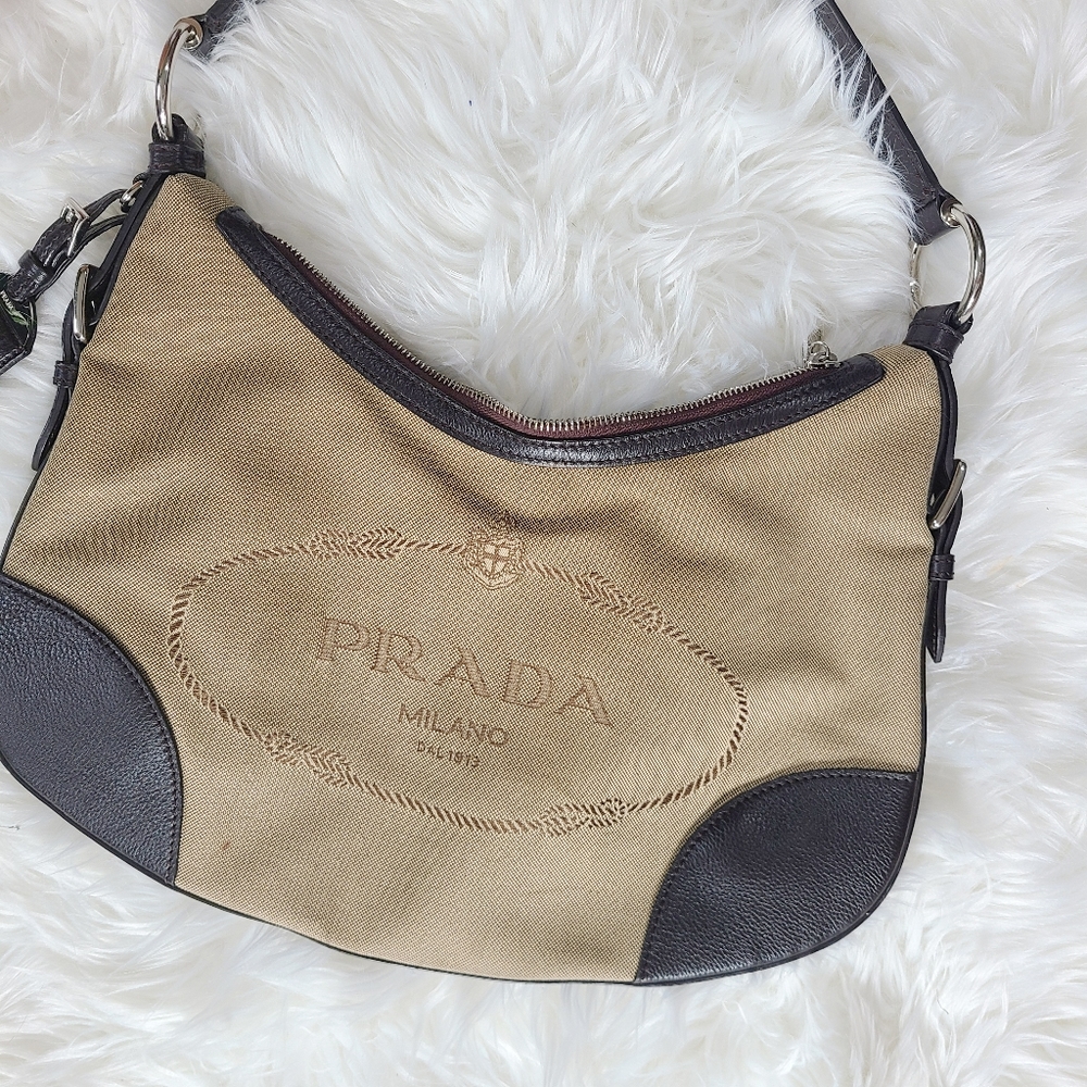 PRADA Luxurious Jacquard Logo Hobo Bag - Picture 2 of 16